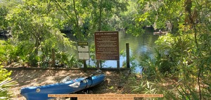 [Sign: River Level Recommendations (53.04 White Springs Gauge), Suwannee River --jsq for WWALS, 2025-05-31, 10:30:36, 30.3534034, -82.6874626]