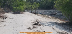 [Michael and Jacob Bachrach arriving at the beach, Suwannee River --jsq for WWALS, 2025-05-31, 11:32:08, 30.3383750, -82.6840331]
