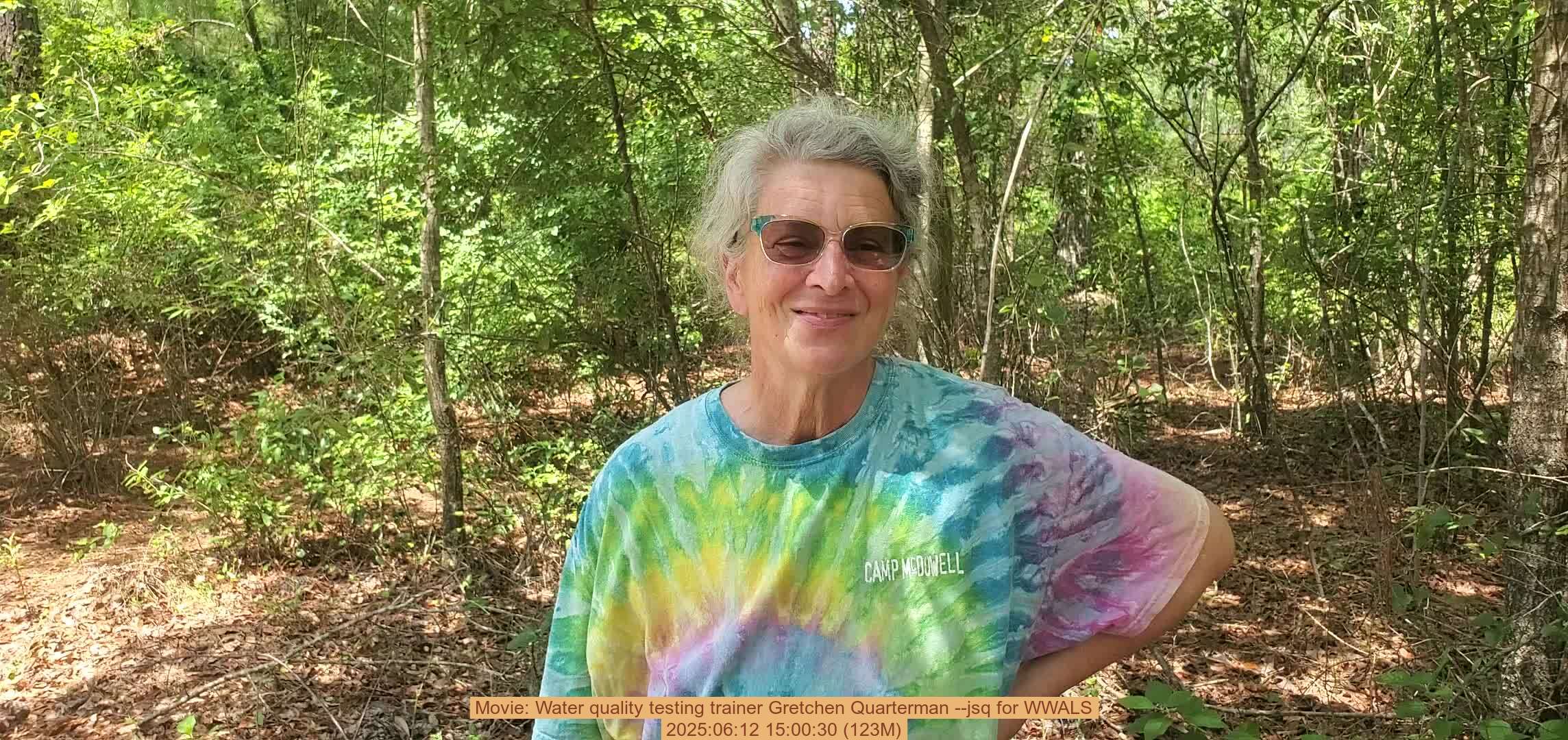 Movie: Water quality testing trainer Gretchen Quarterman --jsq for WWALS, 2025:06:12 15:00:30 (123M)