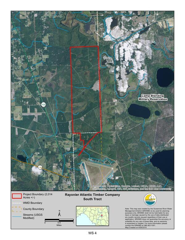 [Map: Rayonier Atlantic Timber Company South Tract 8/26/2015 --SRWMD]