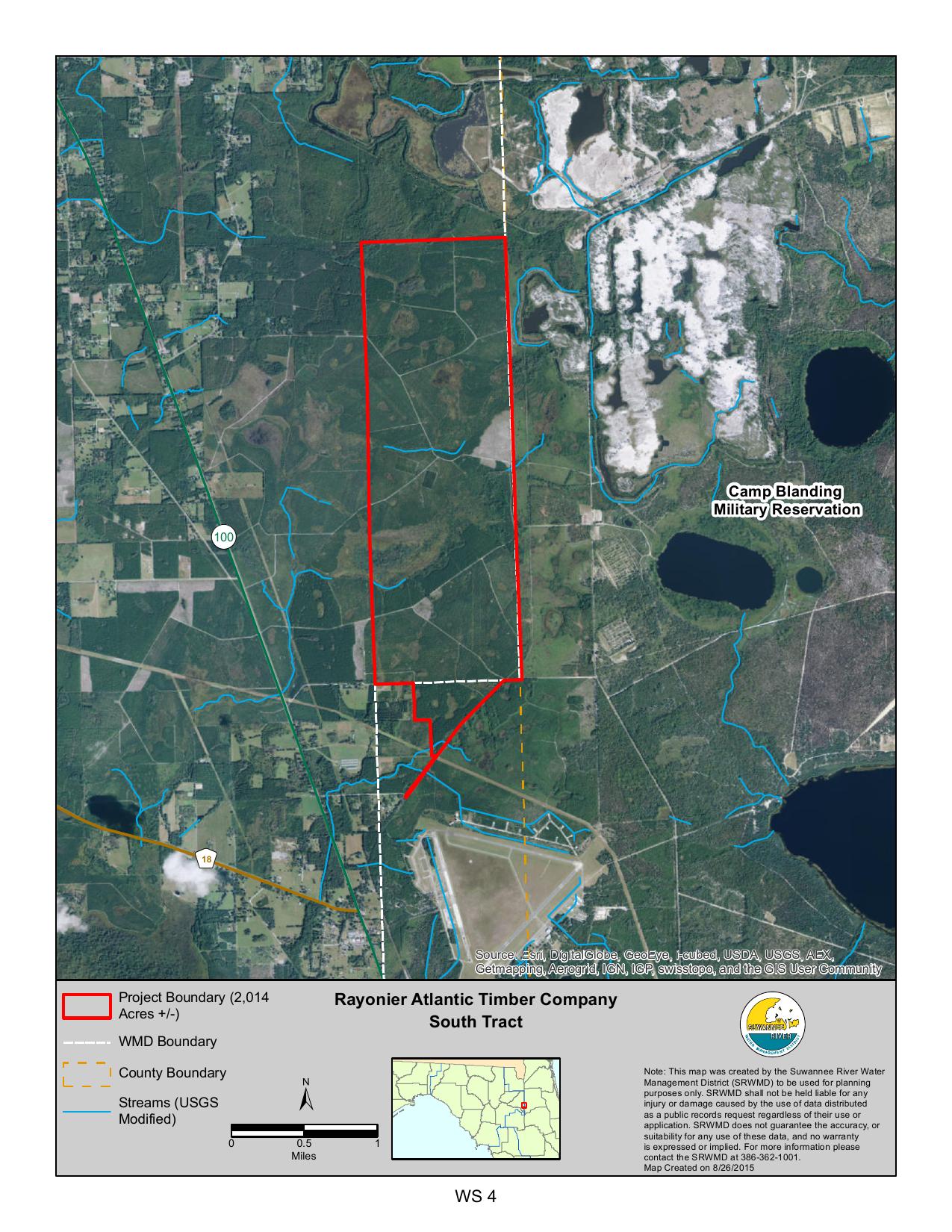 Map: Rayonier Atlantic Timber Company South Tract 8/26/2015 --SRWMD
