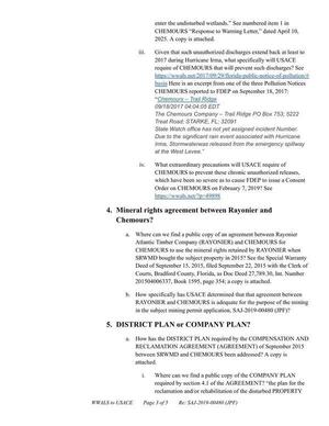 [4. Mineral rights agreement between Rayonier and Chemours? 5. DISTRICT PLAN or COMPANY PLAN?]