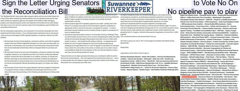 Sign the Letter Urging Senators to Vote No On the Reconciliation Bill: No pipeline pay to play
