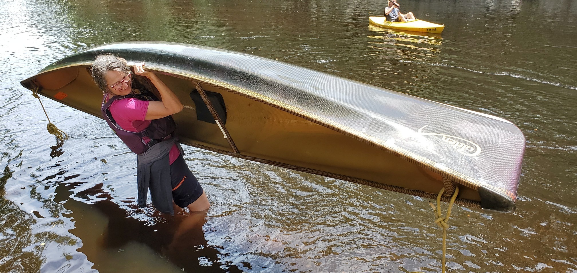 Suzanne Welander's incredibly light canoe, Alapaha River, 2021-06-05, 14:05:50, 30.6008601, -83.0734123 --jsq for WWALS