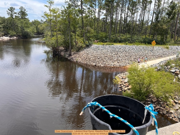Downstream, Lakeland Boat Ramp, Alapaha River @ GA 122, 2025-06-18 --Kim Tanner for WWALS