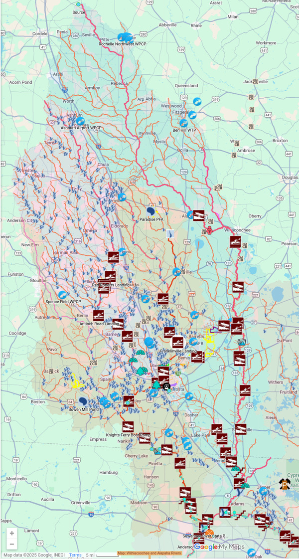 [Map: Withlacoochee and Alapaha Rivers]