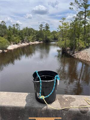 [Bucket, Lakeland Boat Ramp, Alapaha River @ GA 122, 2025-06-18 --Kim Tanner for WWALS]