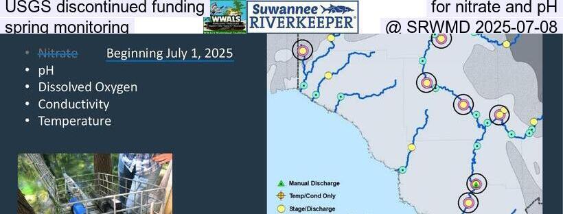 USGS discontinued funding for nitrate and pH spring monitoring @ SRWMD 2025-07-08