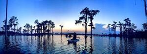 [Coral sunset, aqua lake, 2023-07-03 --Gee Edwards]