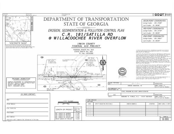 [Erosion, Sedimntation & Pollution Control Plan, CR 181/Satilla Road @ Willacoochee River Overflow]