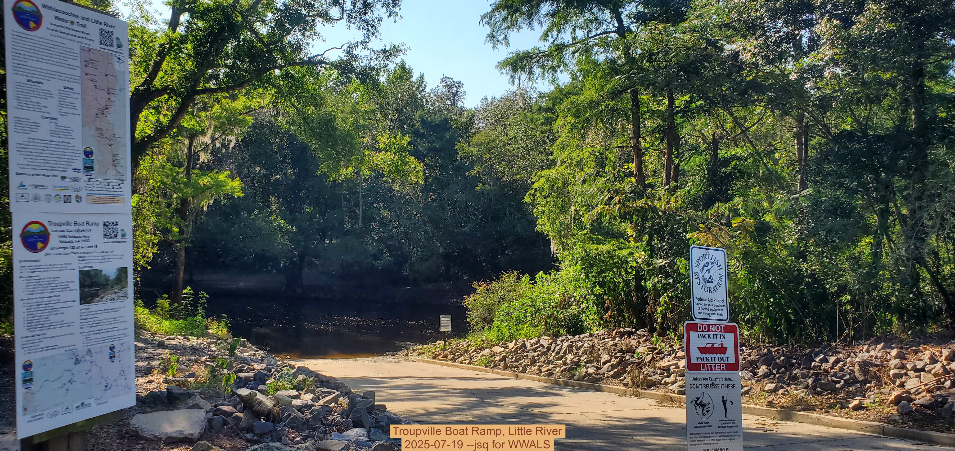 Troupville Boat Ramp, Little River, 2025-07-19 --jsq for WWALS