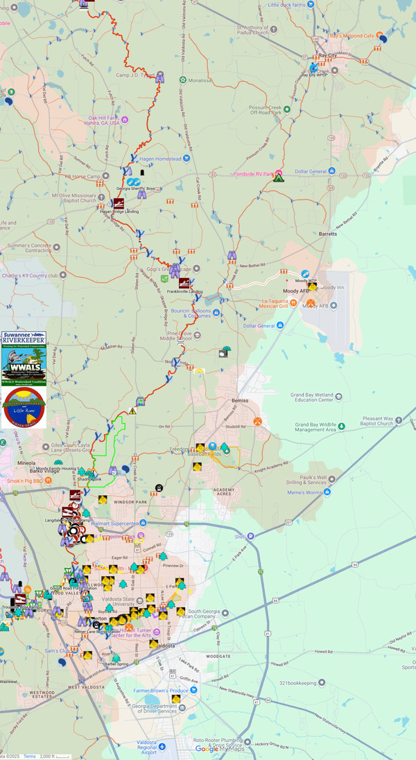 [Map: Beatty Branch Cat Creek Withlacoochee River --WLRWT 2025-08-01]