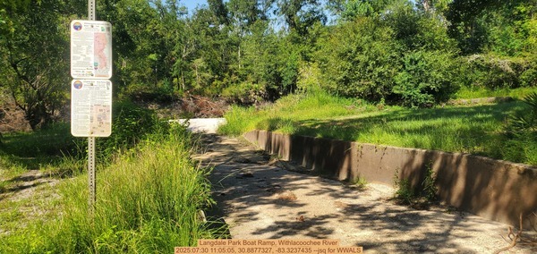 Langdale Park Boat Ramp, Withlacoochee River, 2025:07:30 11:05:05, 30.8877327, -83.3237435 --jsq for WWALS
