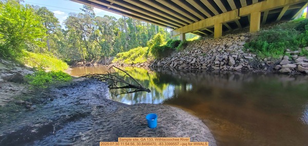 [Sample site, GA 133, Withlacoochee River, 2025:07:30 11:54:56, 30.8498470, -83.3399557 --jsq for WWALS]