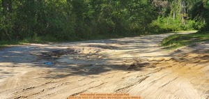 [Work needed, entrance road, Langdale Park, 2025:07:30 10:51:17, 30.8871811, -83.3153222 --jsq for WWALS]
