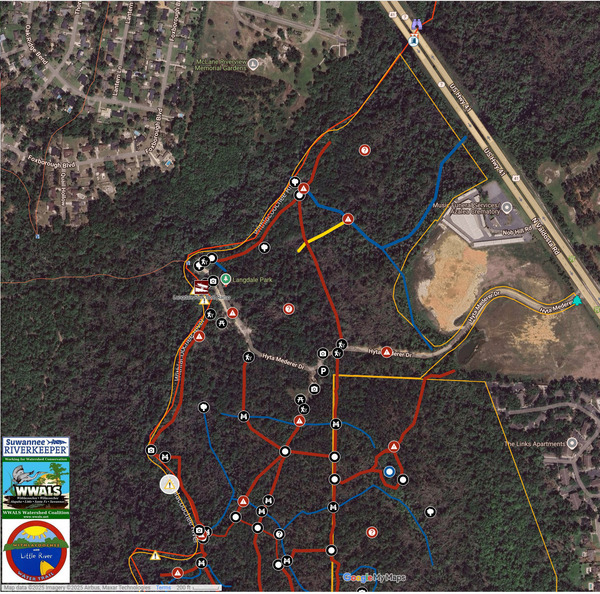 [Map: Langdale Park, Withlacoochee River, Last Deadfall, 2025-07-28 --WLRWT]