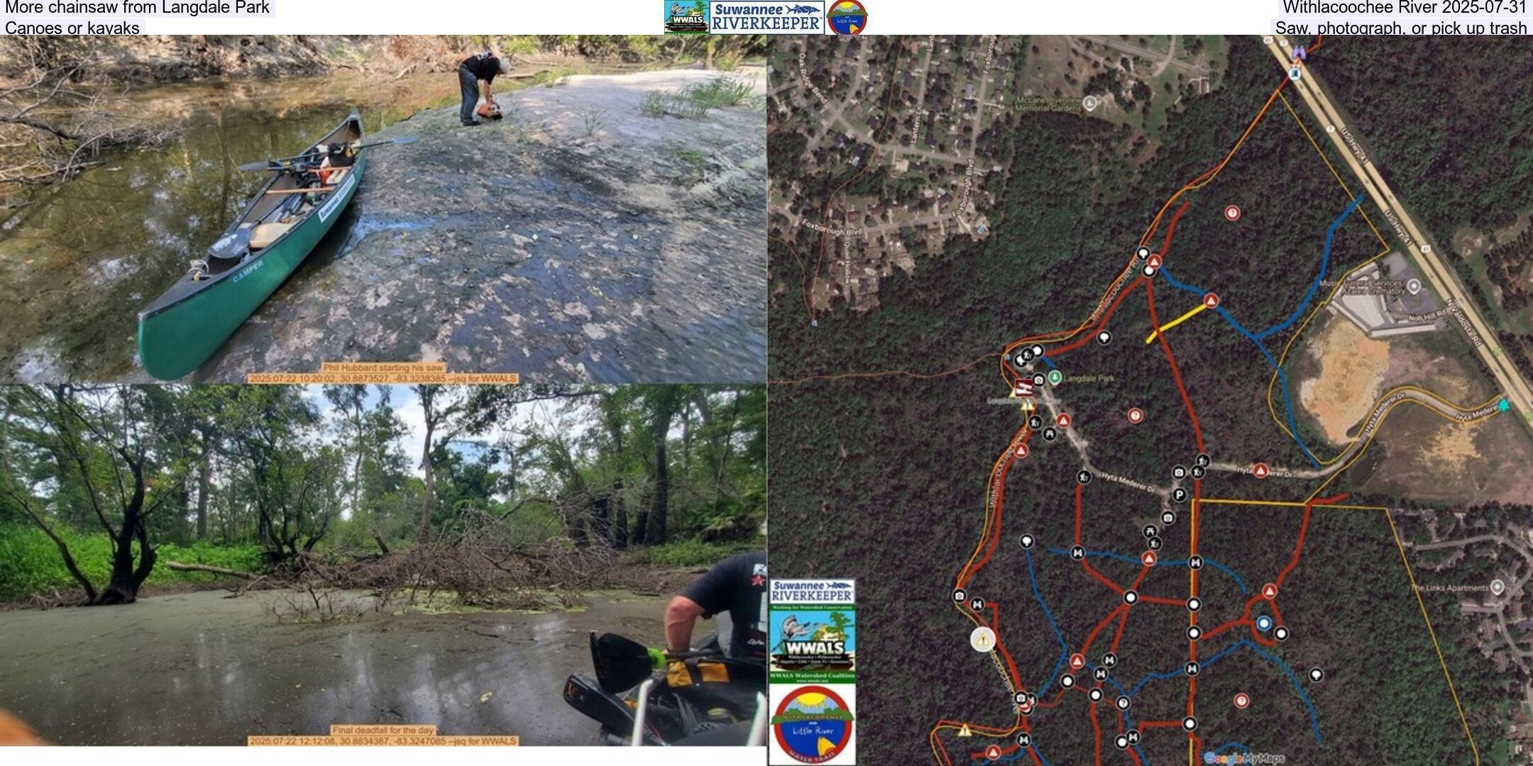 More chainsaw from Langdale Park, Withlacoochee River 2025-07-31, Canoes or kayaks, Saw, photograph, or pick up trash