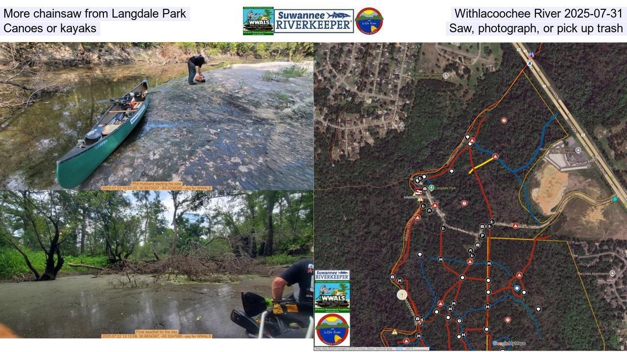 More chainsaw from Langdale Park, Withlacoochee River 2025-07-31, Canoes or kayaks, Saw, photograph, or pick up trash