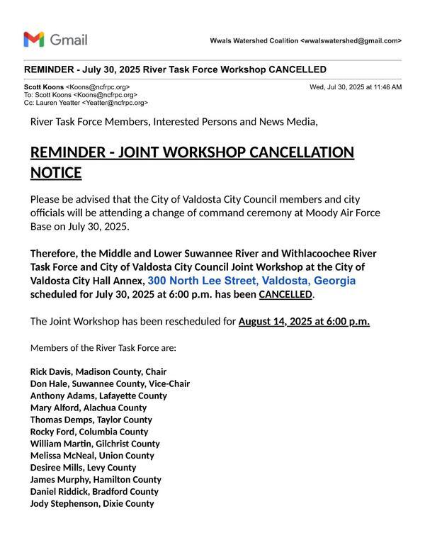 [The Joint Workshop has been rescheduled for August 14, 2025 at 6:00 p.m.]