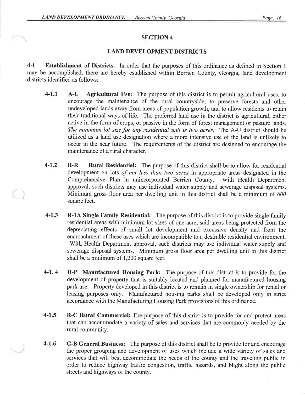 4-1 Establishment of Land Development Districts