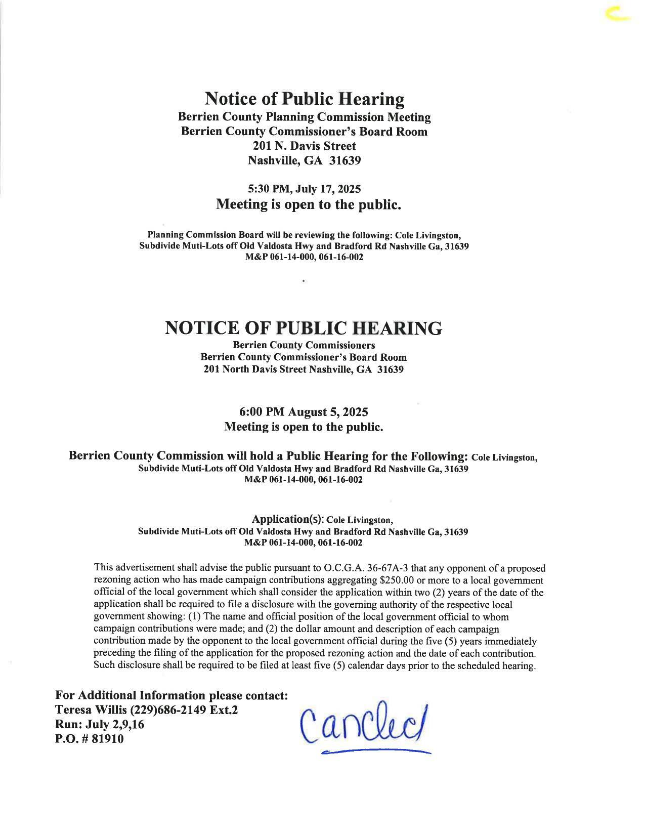 Public Notice for 2025-07-17 Public Hearing (cancelled)