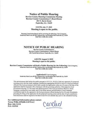 [Public Notice for 2025-07-17 Public Hearing (cancelled)]