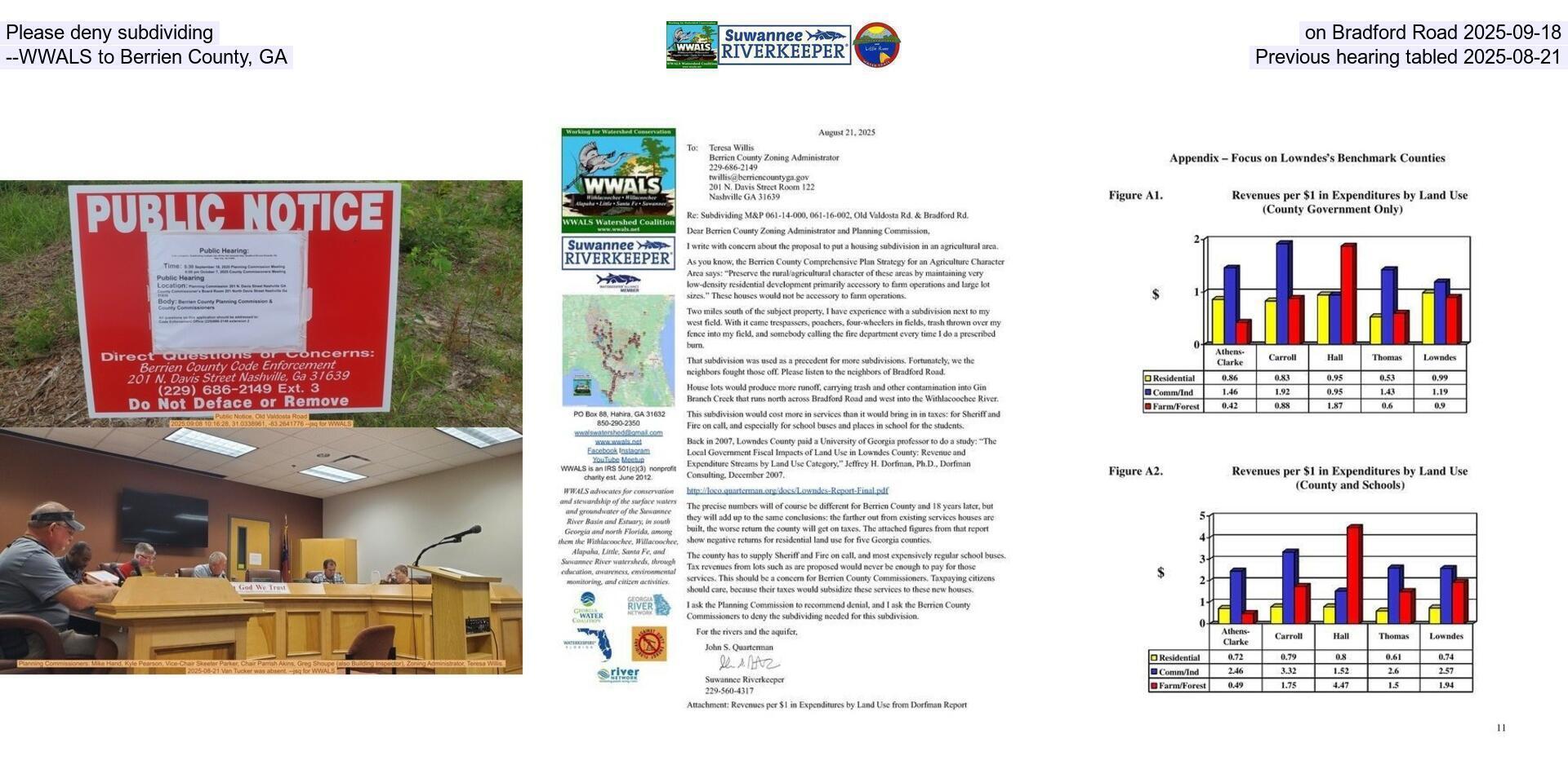 [Please deny subdividing on Bradford Road 2025-09-18 --WWALS to Berrien County, GA, Previous hearing tabled 2025-08-21]
