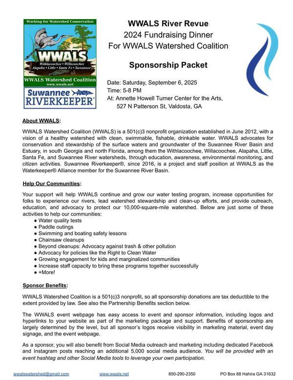 [Sponsorship Package --WWALS River Revue 2025 Page 1]