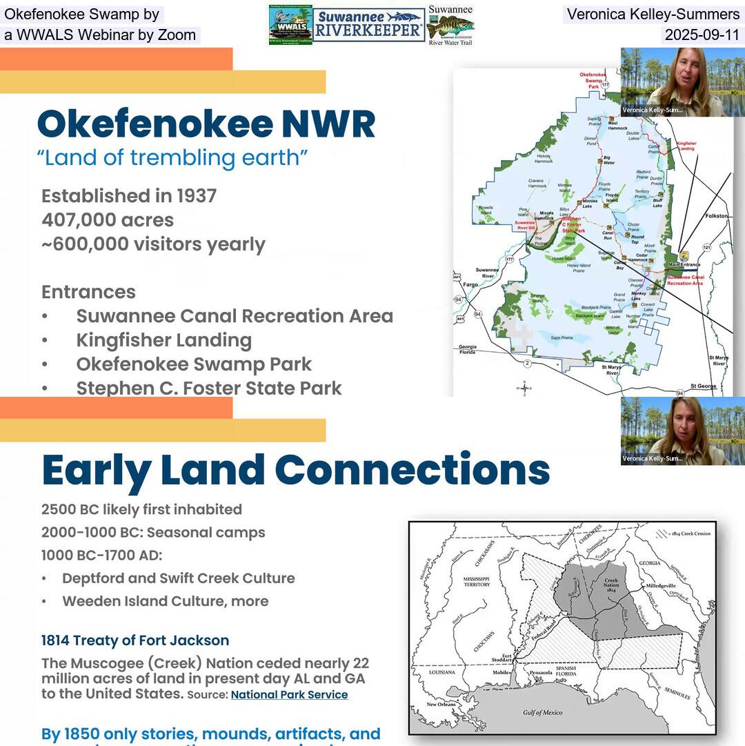 Okefenokee Swamp by Veronica Kelley-Summers, a WWALS Webinar by Zoom, 2025-09-11