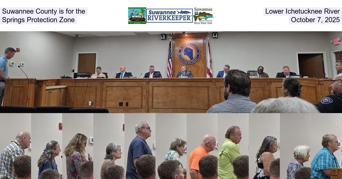 Suwannee County is for the Lower Ichetucknee River Springs Protection Zone, October 7, 2025