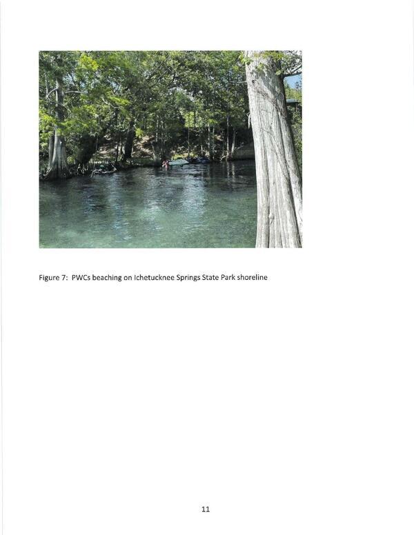 Figure 7: PWCs beaching on Ichetucknee Springs State Park shoreline