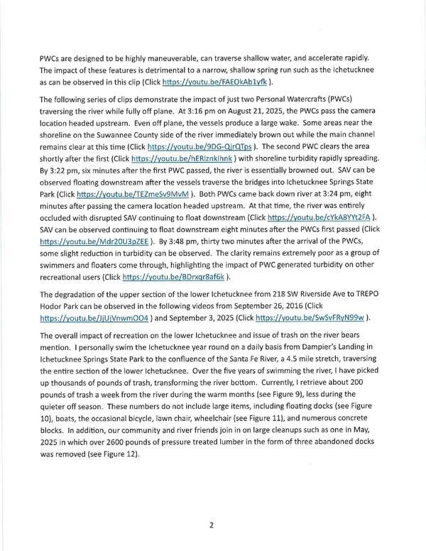 PWCs, wakes, turbidity, erosion, trash