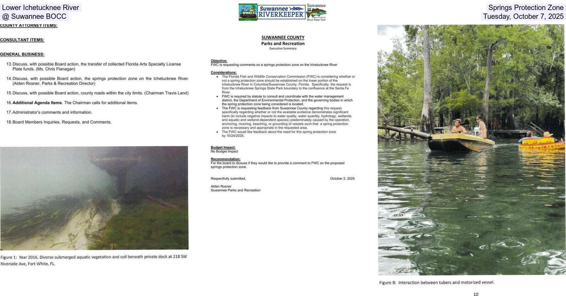 Lower Ichetucknee River Springs Protection Zone @ Suwannee BOCC, Tuesday, October 7, 2025