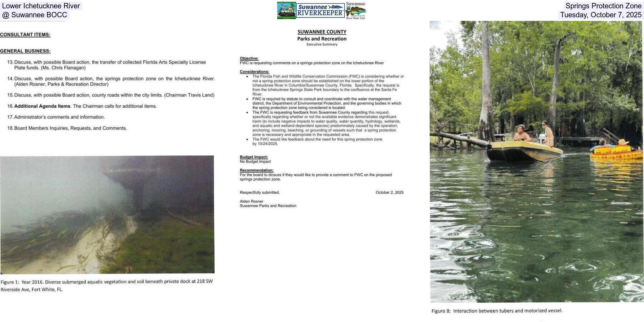Lower Ichetucknee River Springs Protection Zone @ Suwannee BOCC, Tuesday, October 7, 2025
