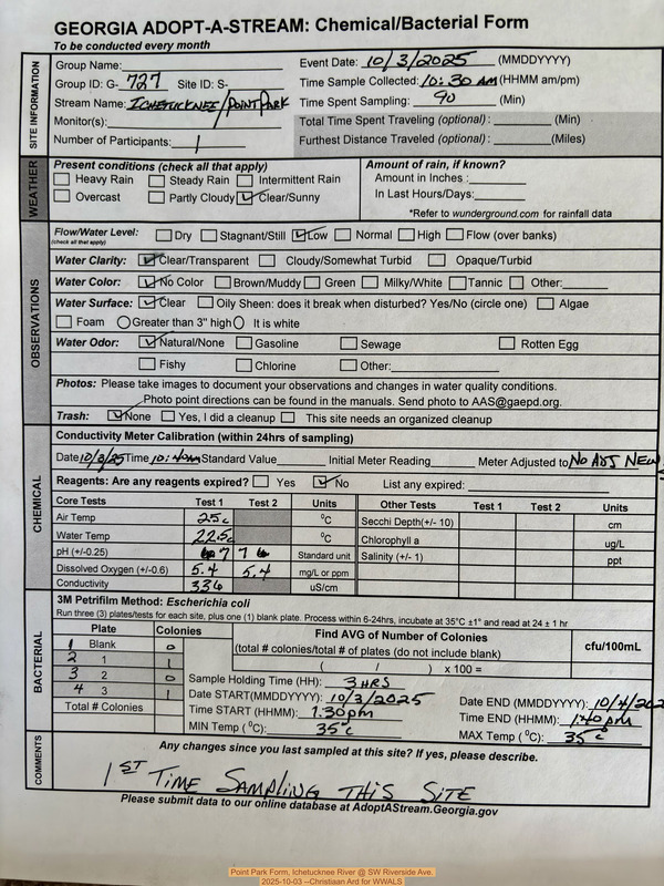 Point Park Form, Ichetucknee River @ SW Riverside Ave. 2025-10-03 --Christiaan Ard for WWALS