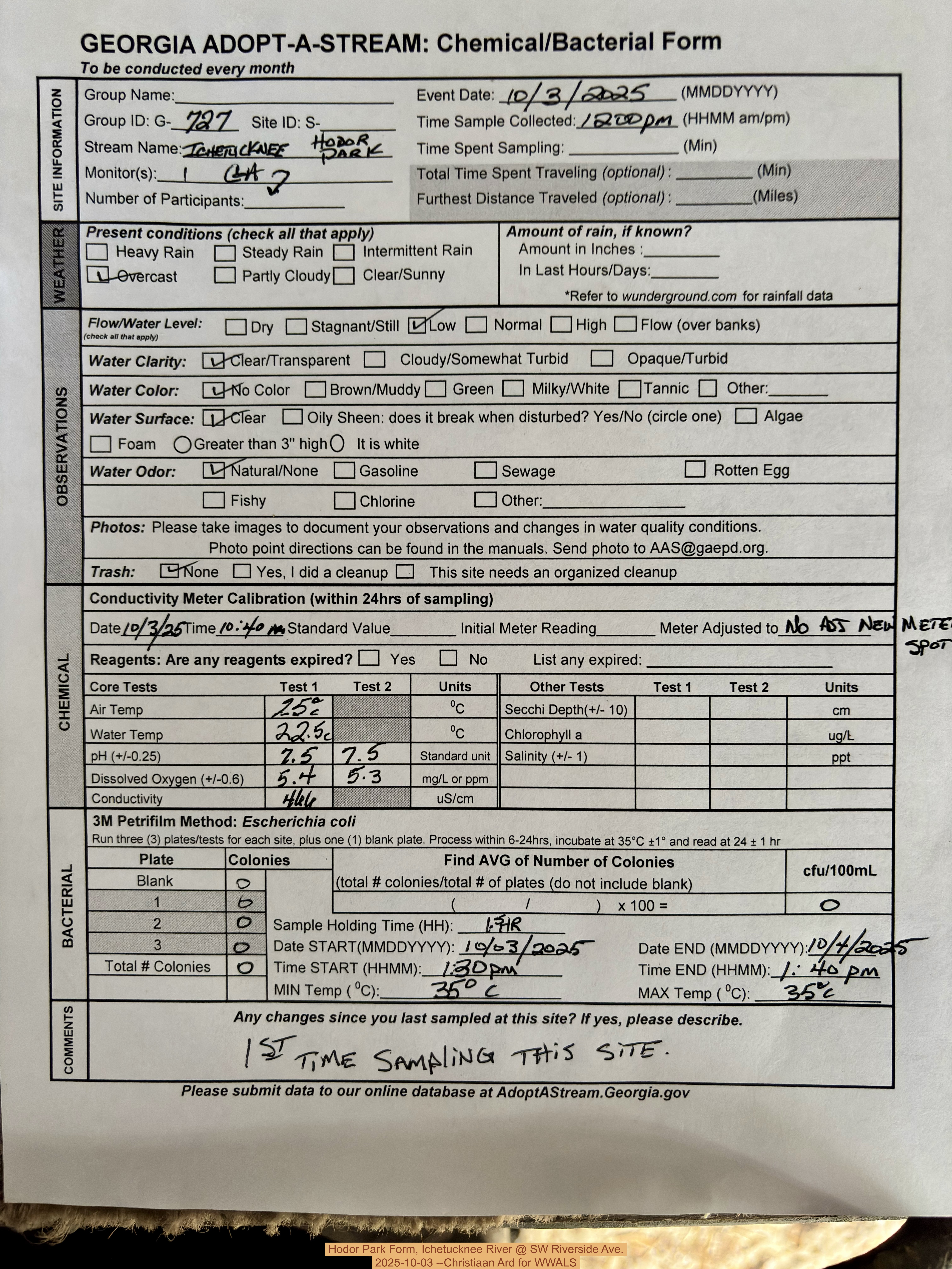 Hodor Park Form, Ichetucknee River @ SW Riverside Ave. 2025-10-03 --Christiaan Ard for WWALS