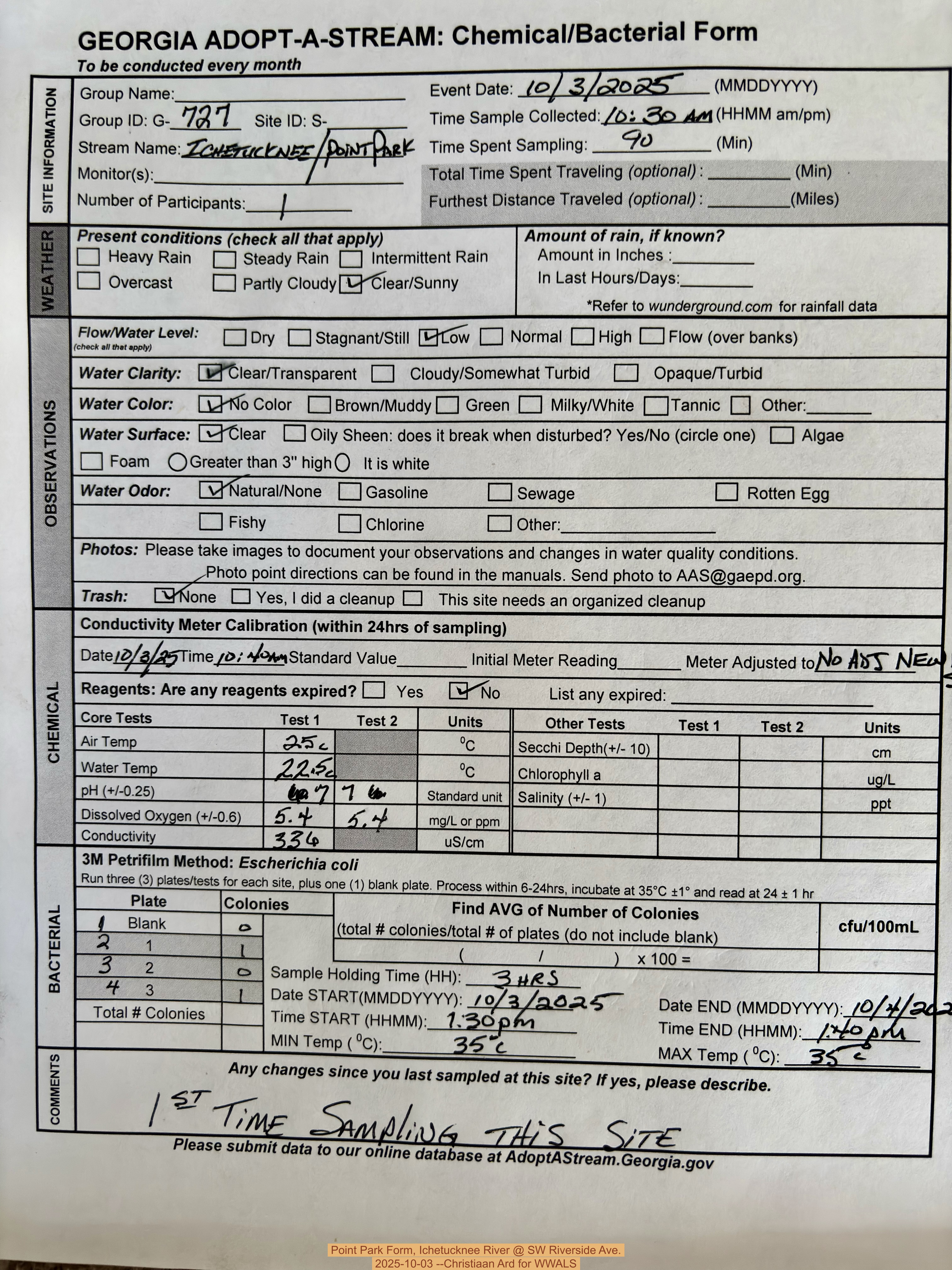 Point Park Form, Ichetucknee River @ SW Riverside Ave. 2025-10-03 --Christiaan Ard for WWALS