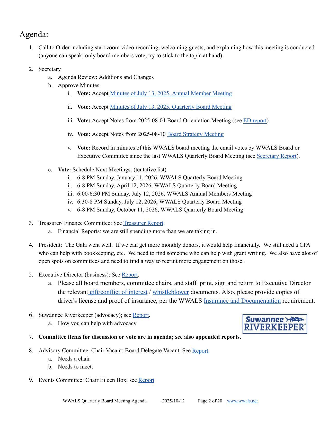 Officer and Staff reports