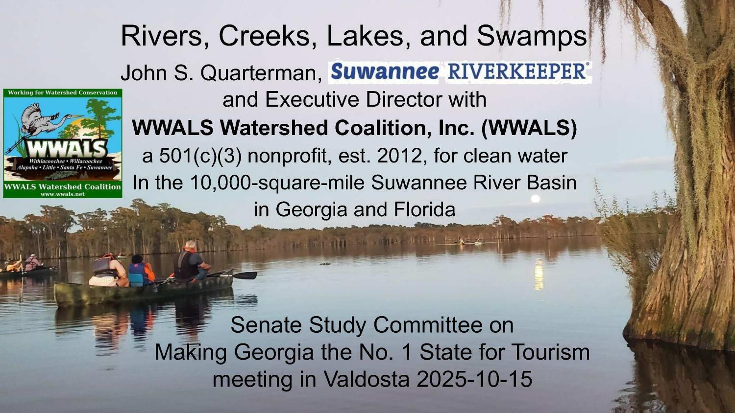 Rivers, Creeks, Lakes, and Swamps