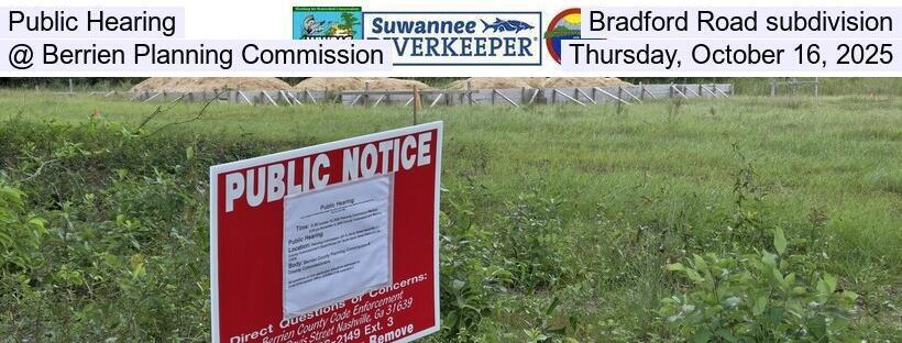 Public Hearing, Bradford Road subdivision @ Berrien Planning Commission, Thursday, October 16, 2025