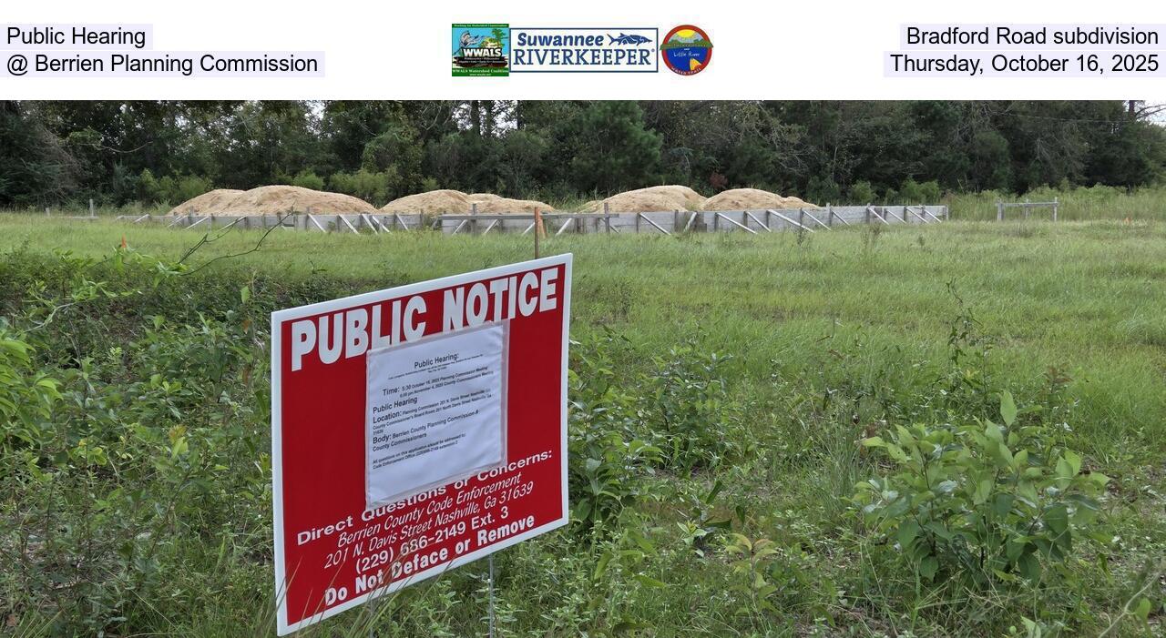 Public Hearing, Bradford Road subdivision @ Berrien Planning Commission, Thursday, October 16, 2025