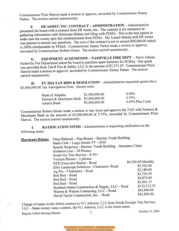 F. ER ASSIST, Inc. CONTRACT --ADMINISTRATION, 2025-10-15 --Berrien County Commission Minutes