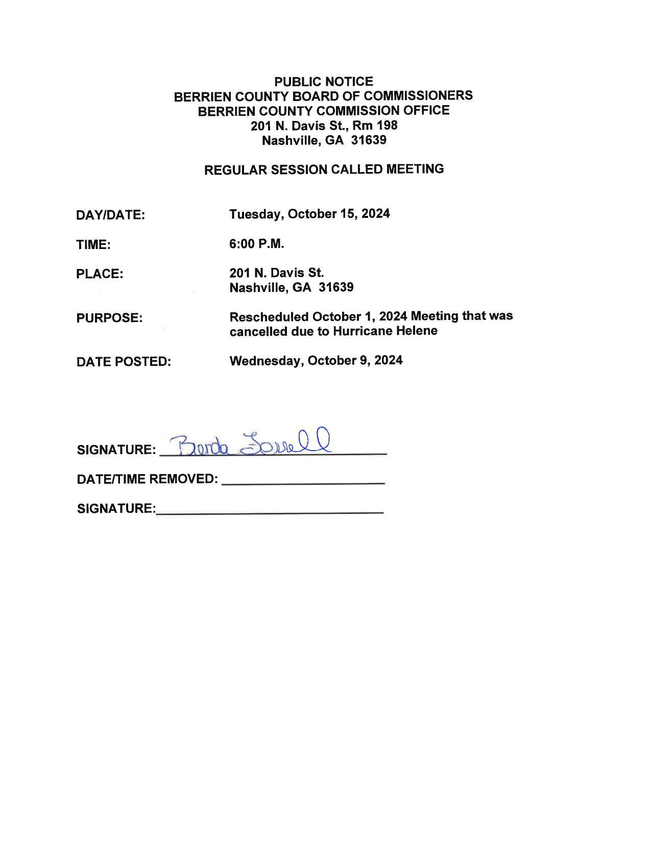 Commissioner Mtg Notice 2025-10-15