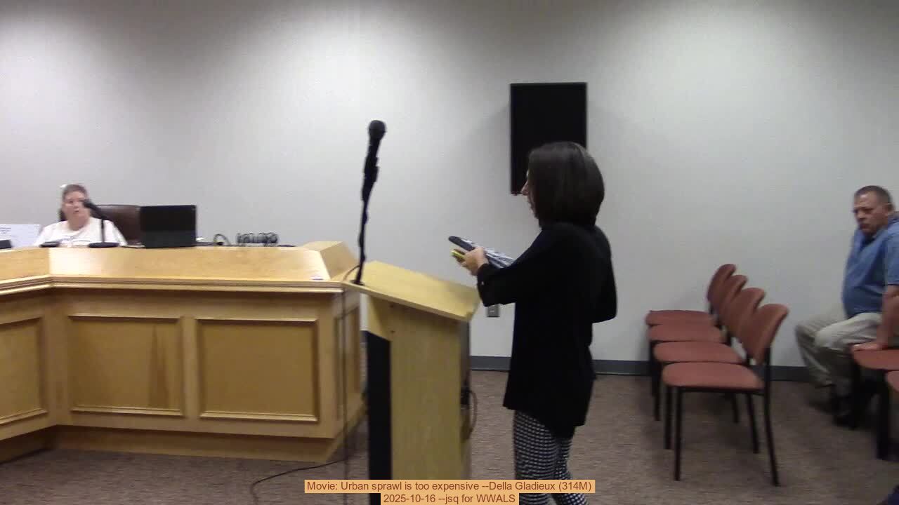 Movie: Urban sprawl is too expensive --Della Gladieux (314M), 2025-10-16 --jsq for WWALS