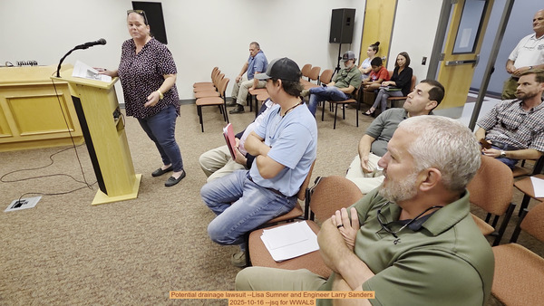 Potential drainage lawsuit --Lisa Sumner and Engineer Larry Sanders, 2025-10-16 --jsq for WWALS
