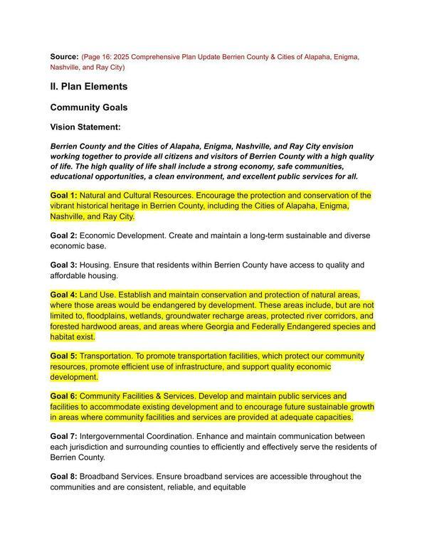 Community Goals --Comprehensive Plan