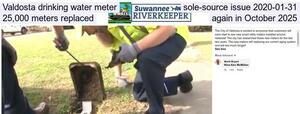 [Valdosta drinking water meter sole-source issue 2020-01-31, 25,000 meters replaced again in October 2025]