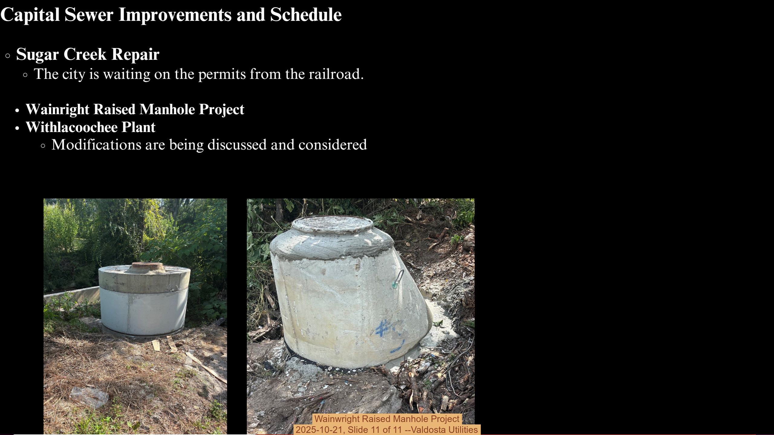 Wainwright Raised Manhole Project, 2025-10-21, Slide 11 of 11 --Valdosta Utilities