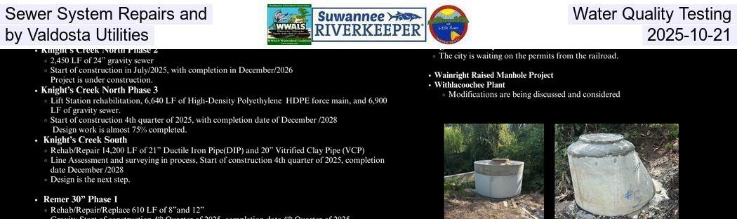 Sewer System Repairs and Water Quality Testing by Valdosta Utilities, 2025-10-21