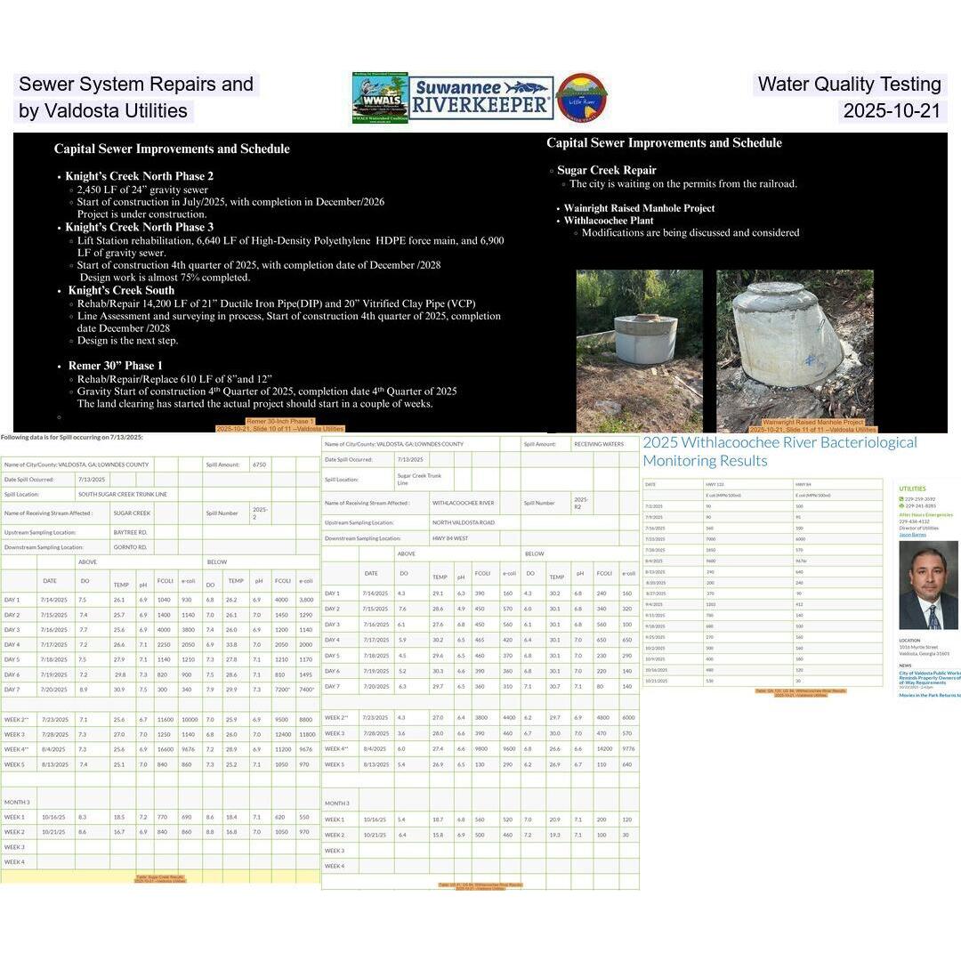 Sewer System Repairs and Water Quality Testing by Valdosta Utilities, 2025-10-21